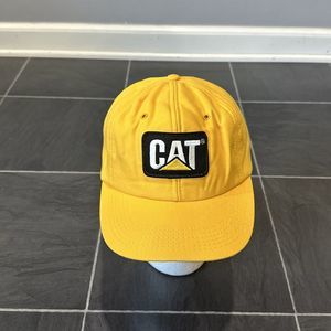 Vintage CAT Caterpillar Mesh Foam Yellow Trucker Snapback Hat Cap Tonkin USA